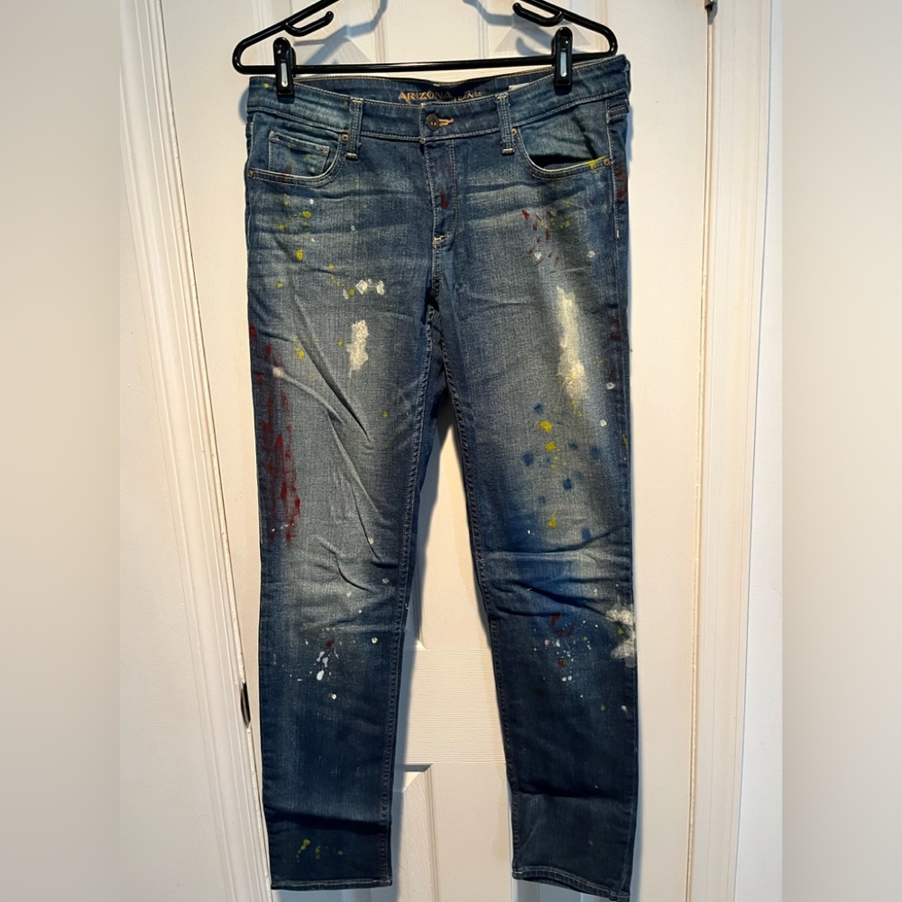 Arizona Jean Co Splatter Paint Super Skinny Jeans Size 11